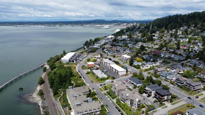 Aerial view of Bellingham, Washington near Boulevard Park